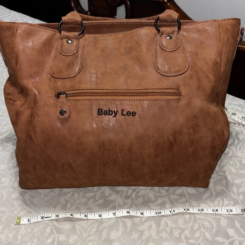 Little Company Vienna Diaper Bag Cognac Brown Vegan‎ Leather Tote baby Lee